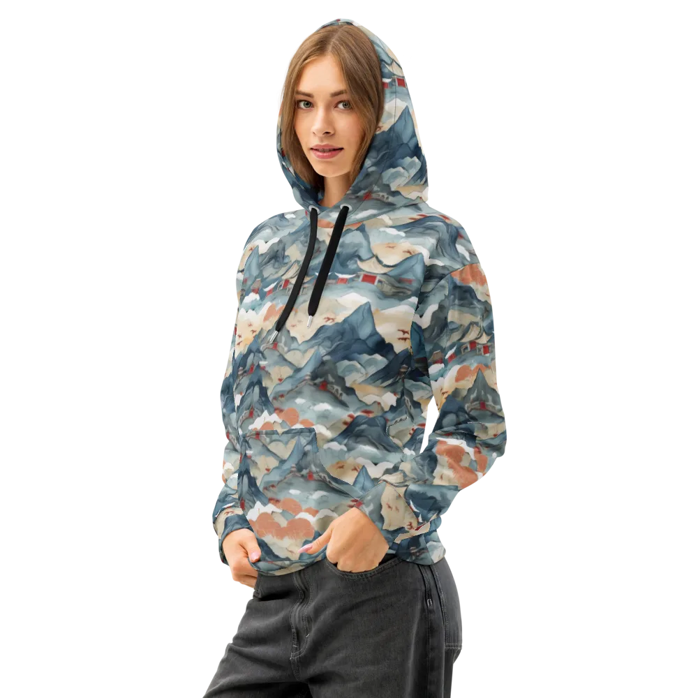 Azure Pilgrimage on Cotton Hoodie — Left Front