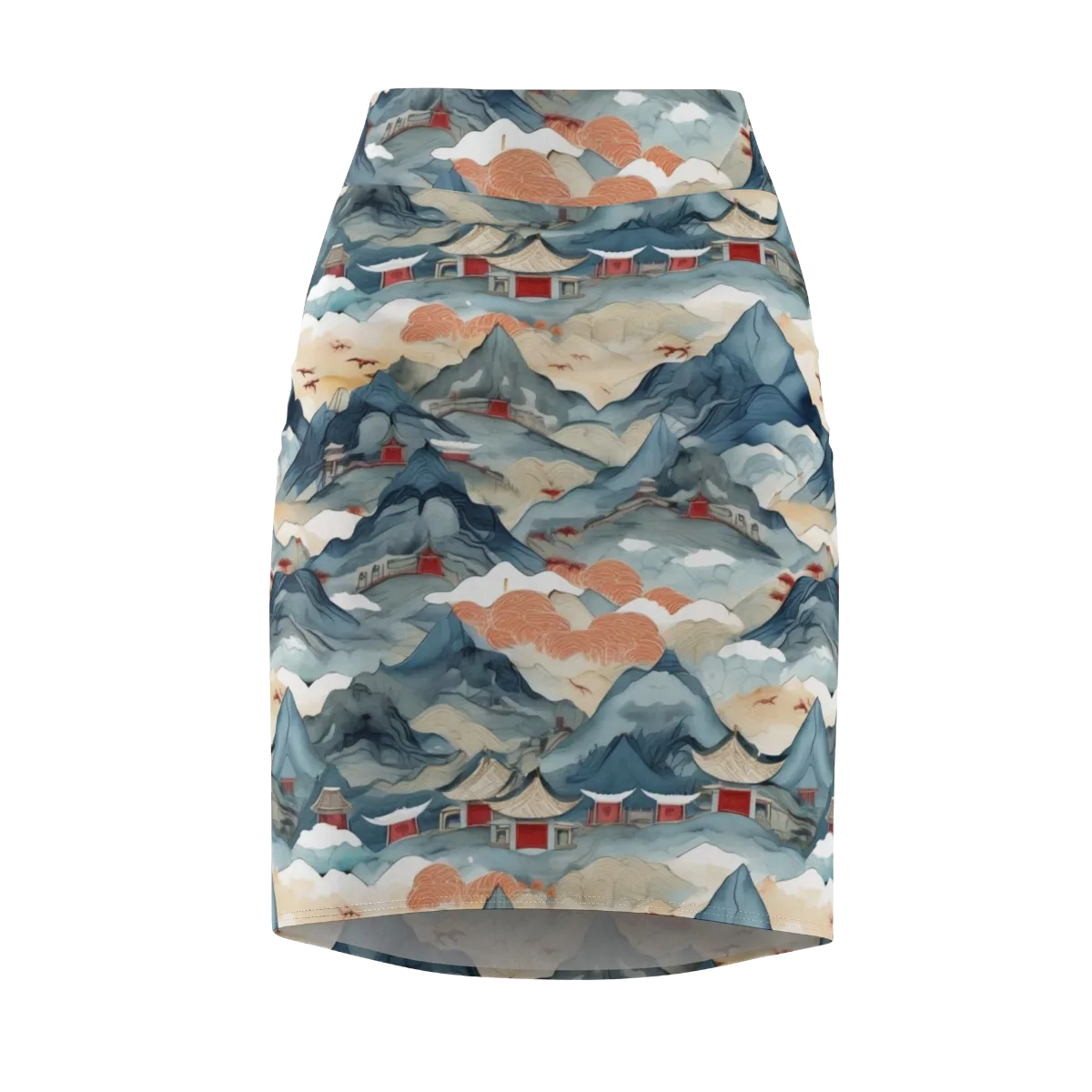 Azure Pilgrimage on Pencil Skirt — Front