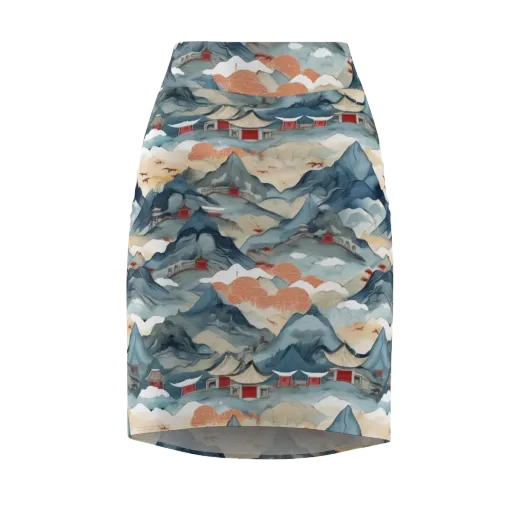 Azure Pilgrimage on a Pencil Skirt