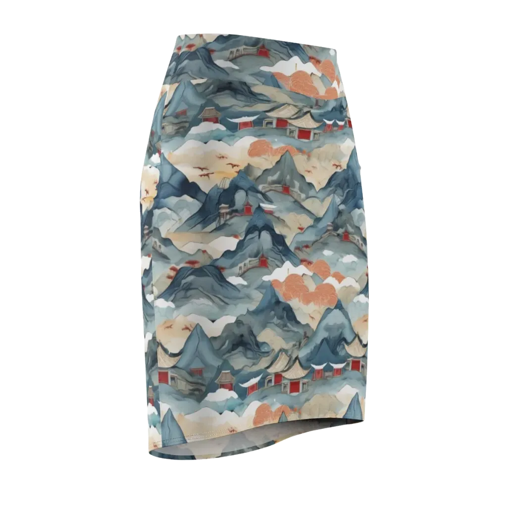 Azure Pilgrimage on Pencil Skirt — Front Side