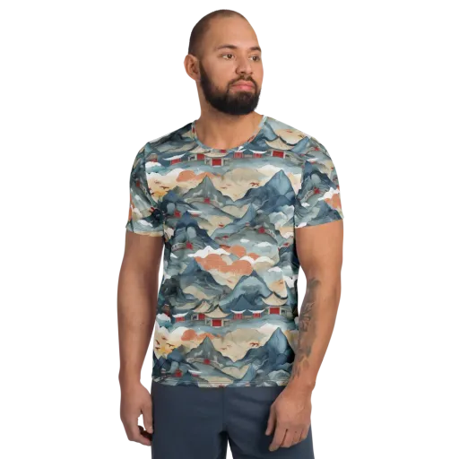 Azure Pilgrimage on a Men's Athletic T-Shirt