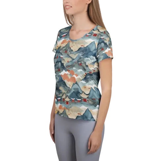 Azure Pilgrimage on a Women's Athletic T-Shirt
