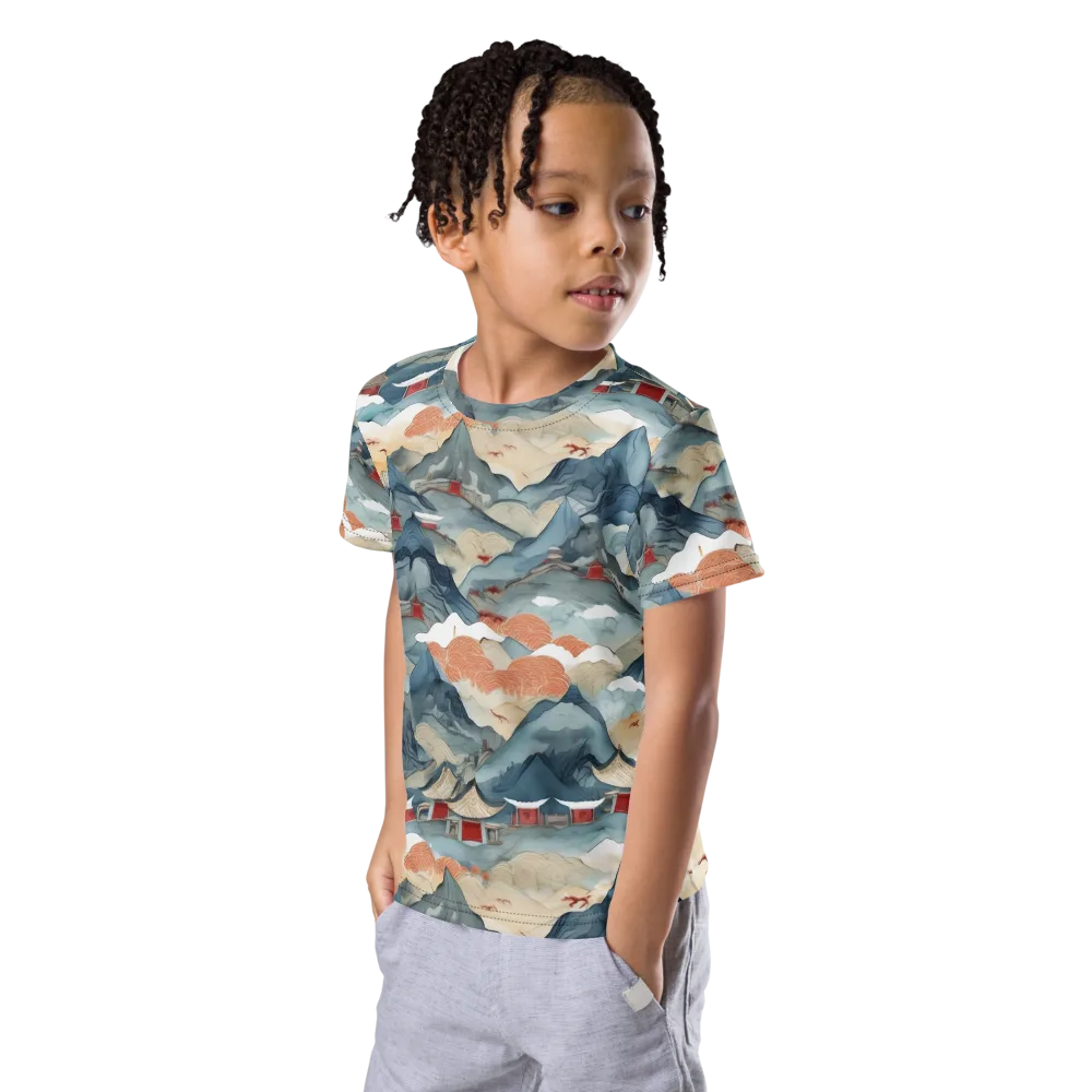 Azure Pilgrimage on Kids Crew Neck T-Shirt — Left Front