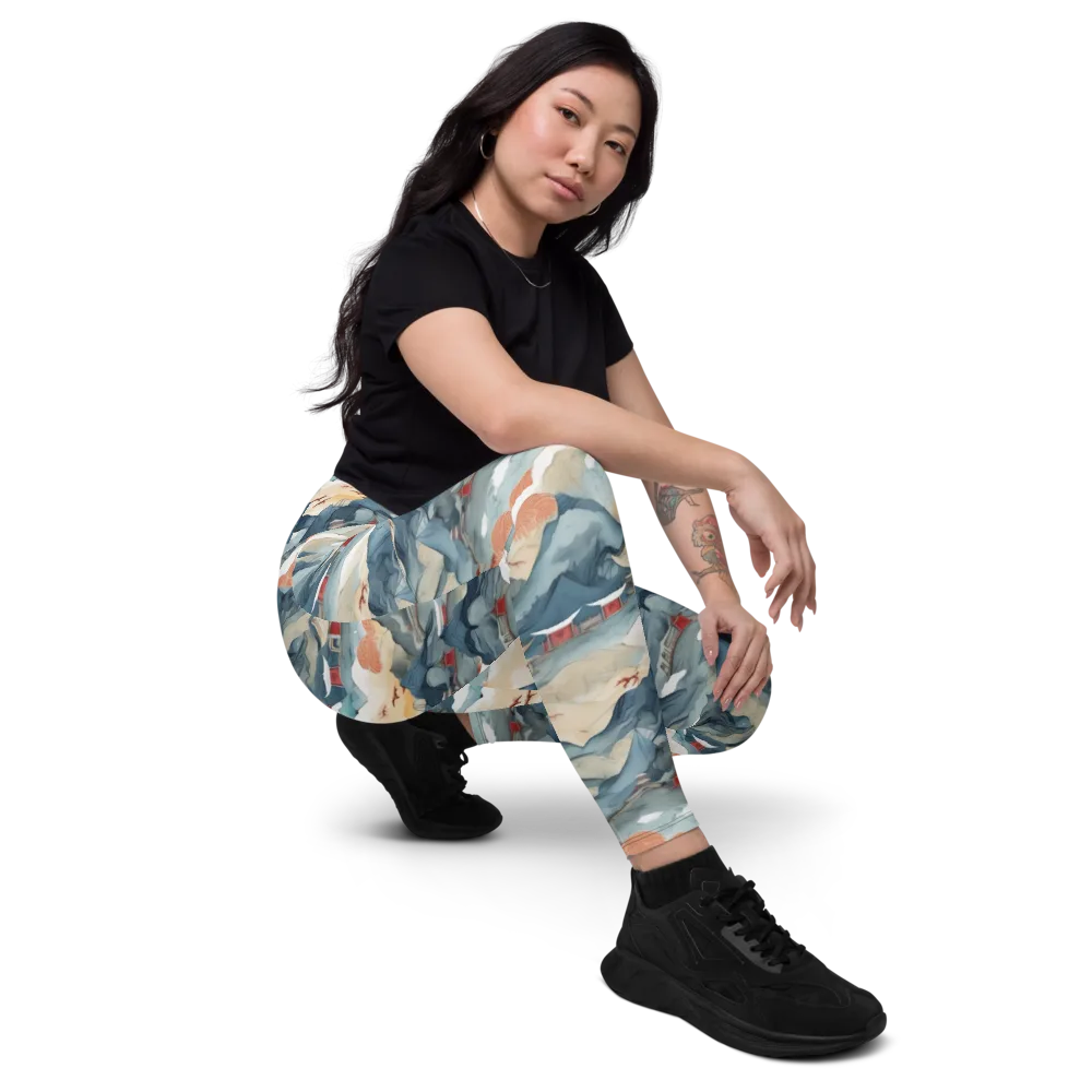 Azure Pilgrimage on Leggings with Pockets — Right Front