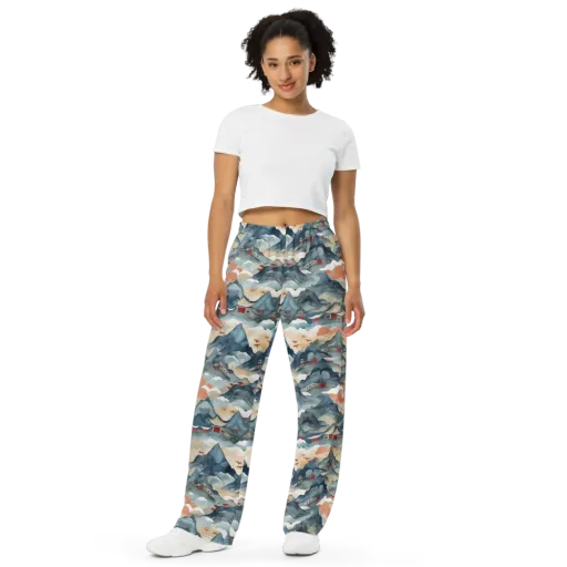 Azure Pilgrimage on a Wide-Leg Pants