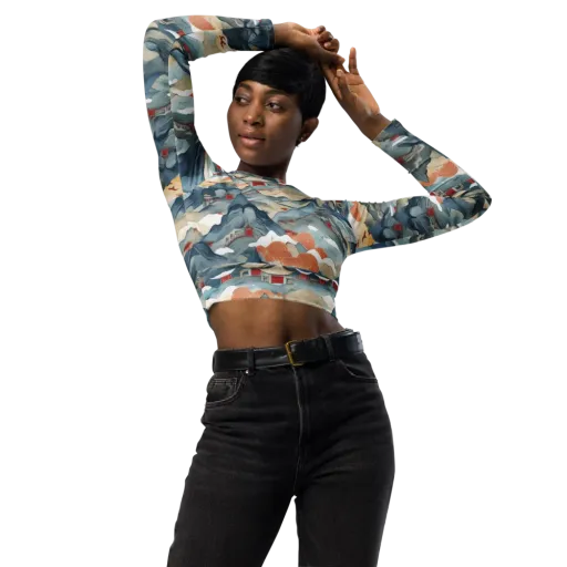 Azure Pilgrimage on a Long Sleeve Crop Top