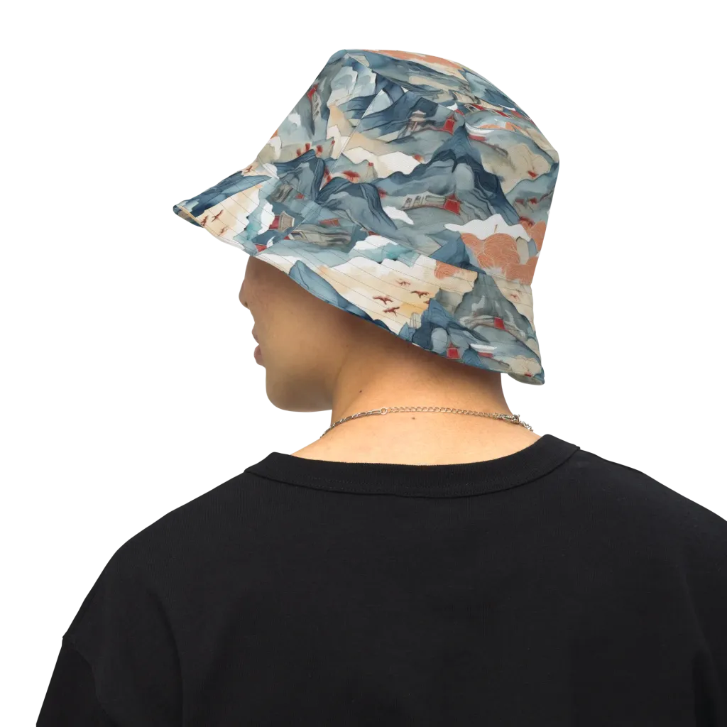 Azure Pilgrimage on Reversible Bucket Hat — Back Inside