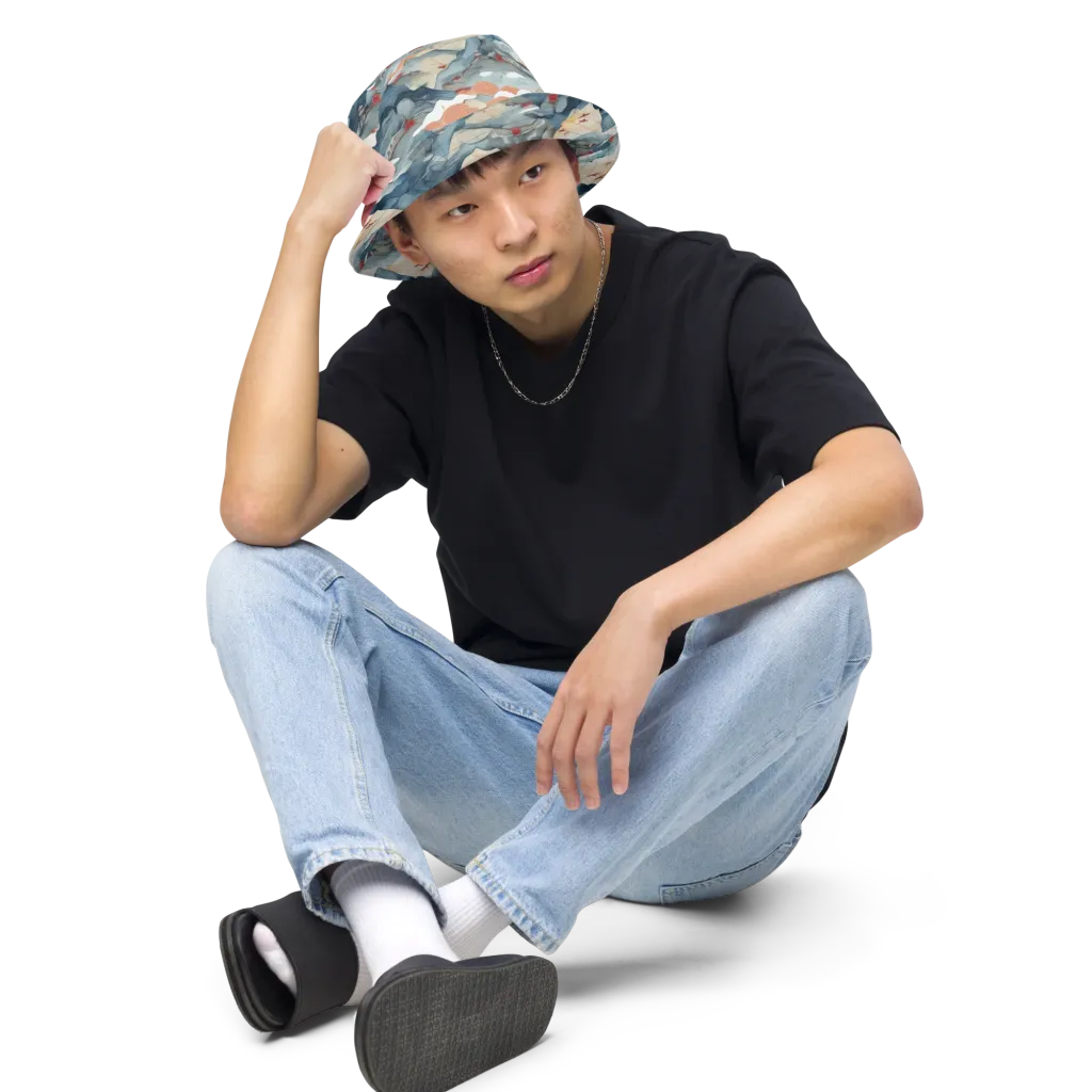 Azure Pilgrimage on Reversible Bucket Hat — Front 2 Inside
