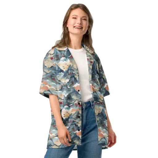 Azure Pilgrimage on a Button Shirt
