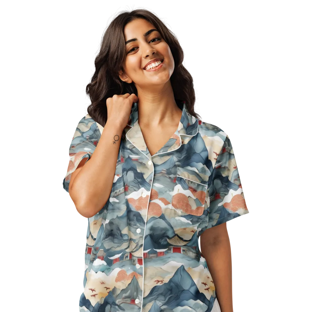 Azure Pilgrimage on Women's Short Sleeve Pajama Top — Front