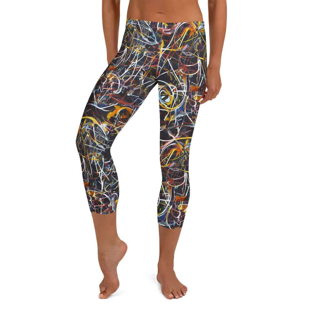 Brown Surge on Capri Leggings — Front