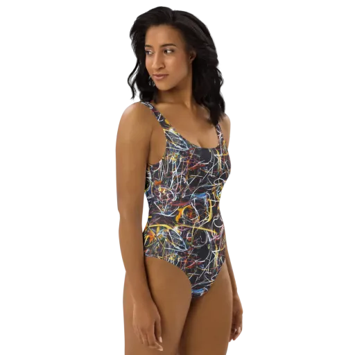 Brown Surge on a One-Piece Swimsuit
