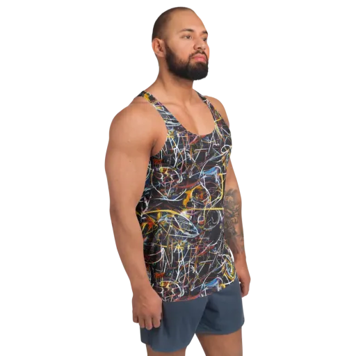 Brown Surge on a Men's Tank Top