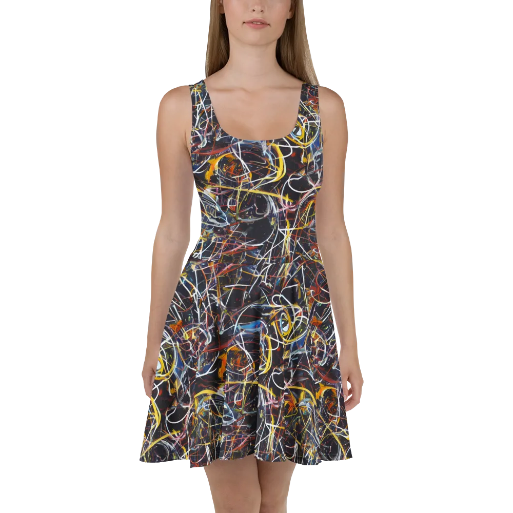 Brown Surge on Skater Dress — Front