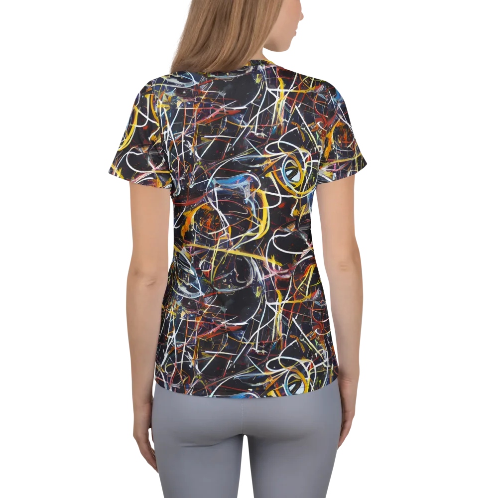 Brown Surge on Women's Athletic T-Shirt — Back