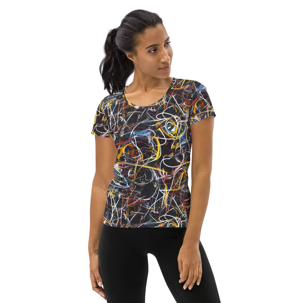 Brown Surge on Women's Athletic T-Shirt — Front