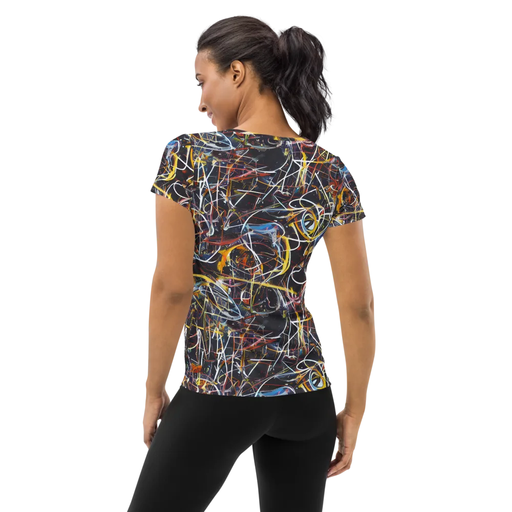 Brown Surge on Women's Athletic T-Shirt — Back