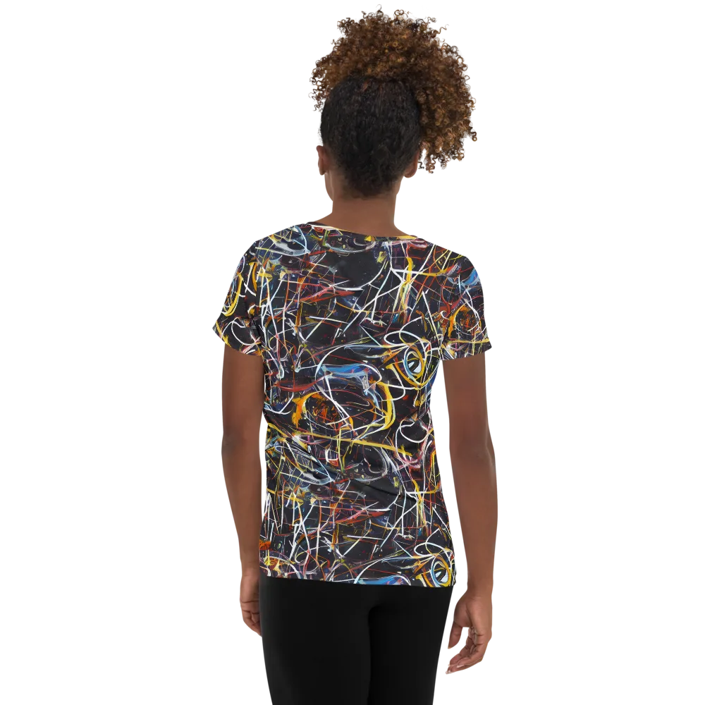 Brown Surge on Women's Athletic T-Shirt — Back