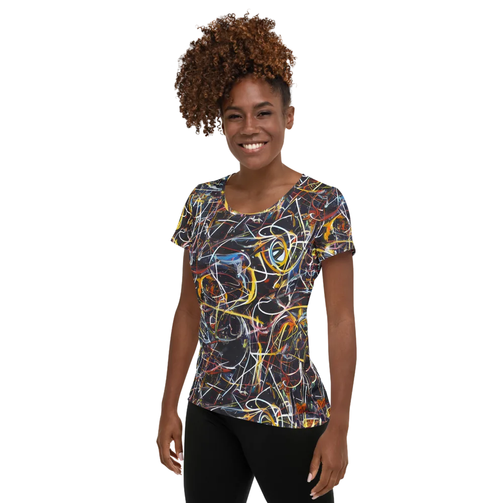 Brown Surge on Women's Athletic T-Shirt — Left
