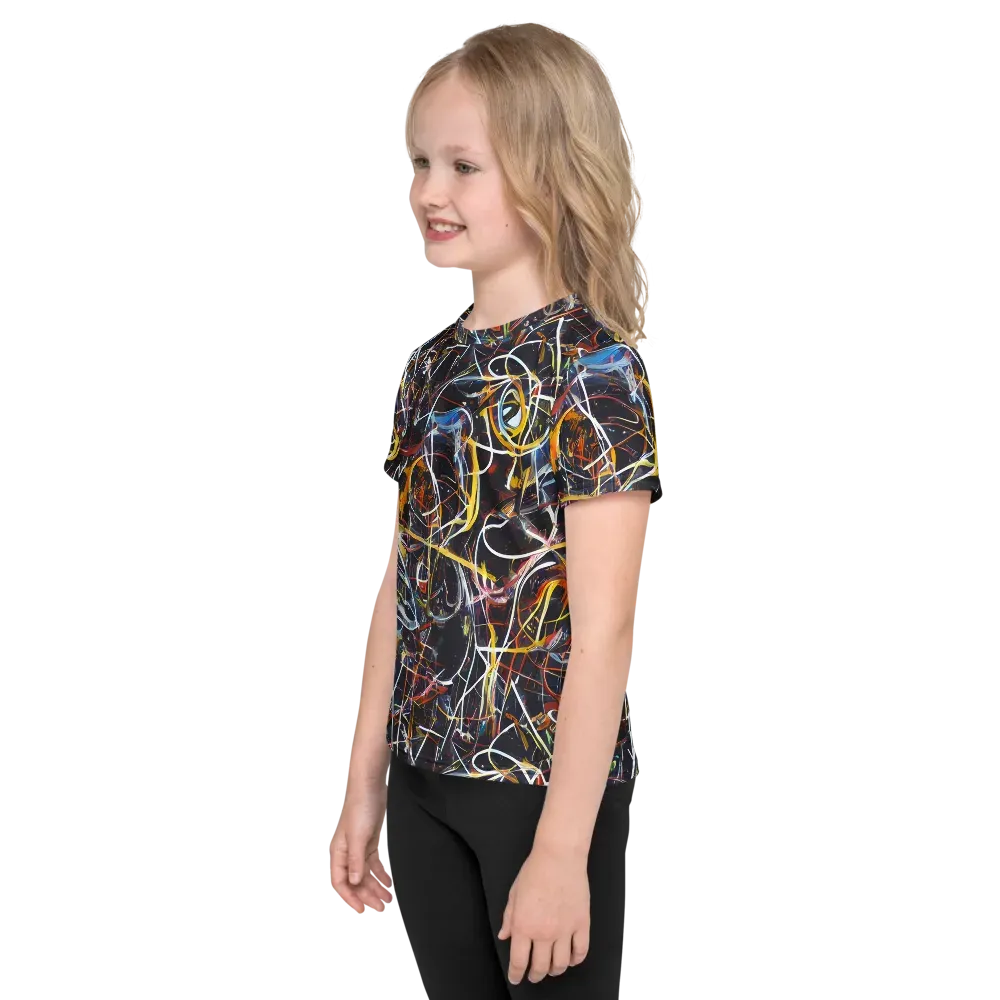 Brown Surge on Kids Crew Neck T-Shirt — Left
