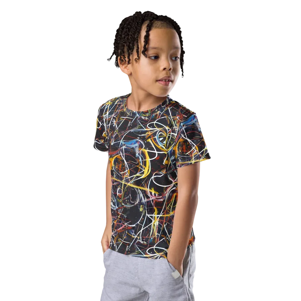 Brown Surge on Kids Crew Neck T-Shirt — Left Front