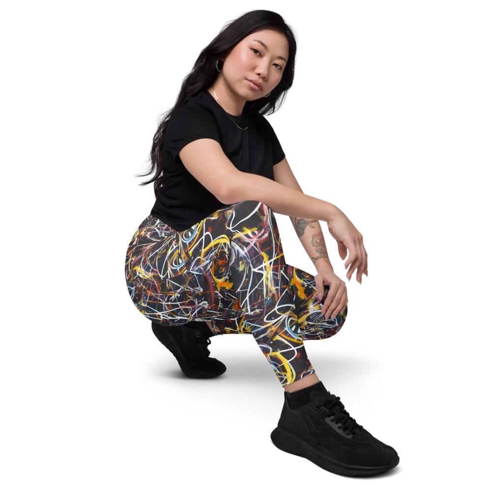 Brown Surge on Leggings with Pockets — Right Front