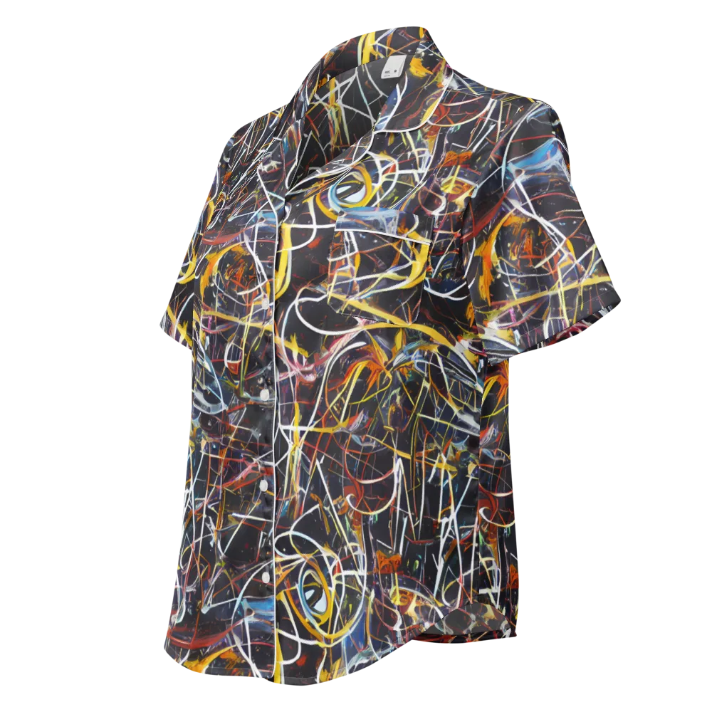 Brown Surge on Women's Short Sleeve Pajama Top — Left Front