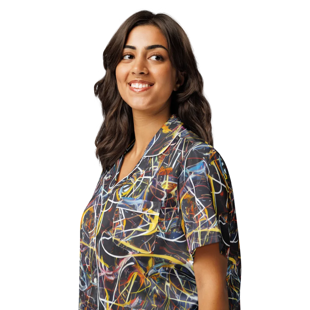 Brown Surge on Women's Short Sleeve Pajama Top — Left Front