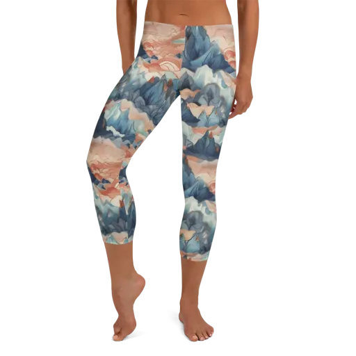 Celestial Peaks on a Capri Leggings