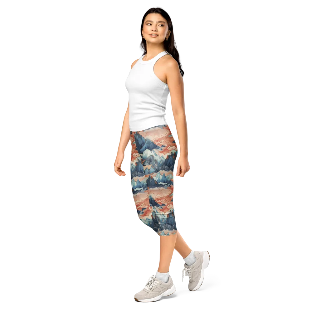 Celestial Peaks on Capri Leggings — Left Front