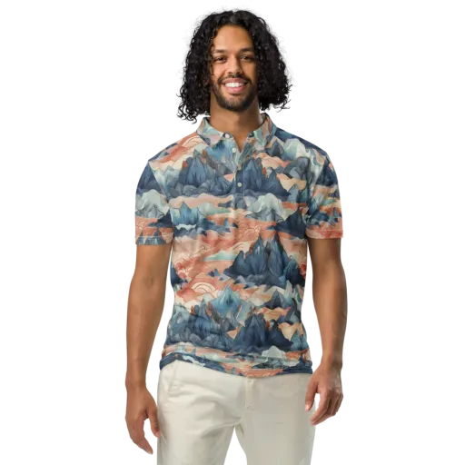 Celestial Peaks on a Men's Slim Fit Polo Shirt