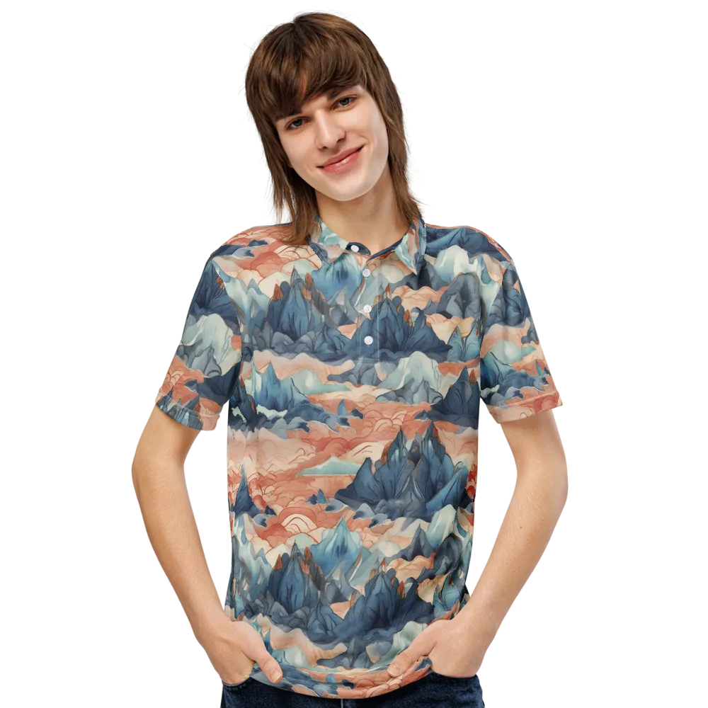 Celestial Peaks on Men's Slim Fit Polo Shirt — Front