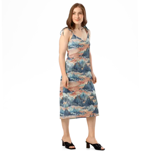 Celestial Peaks on a Slip Dress