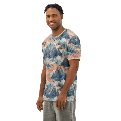 Celestial Peaks on a Men's Cotton Crew Neck T-Shirt