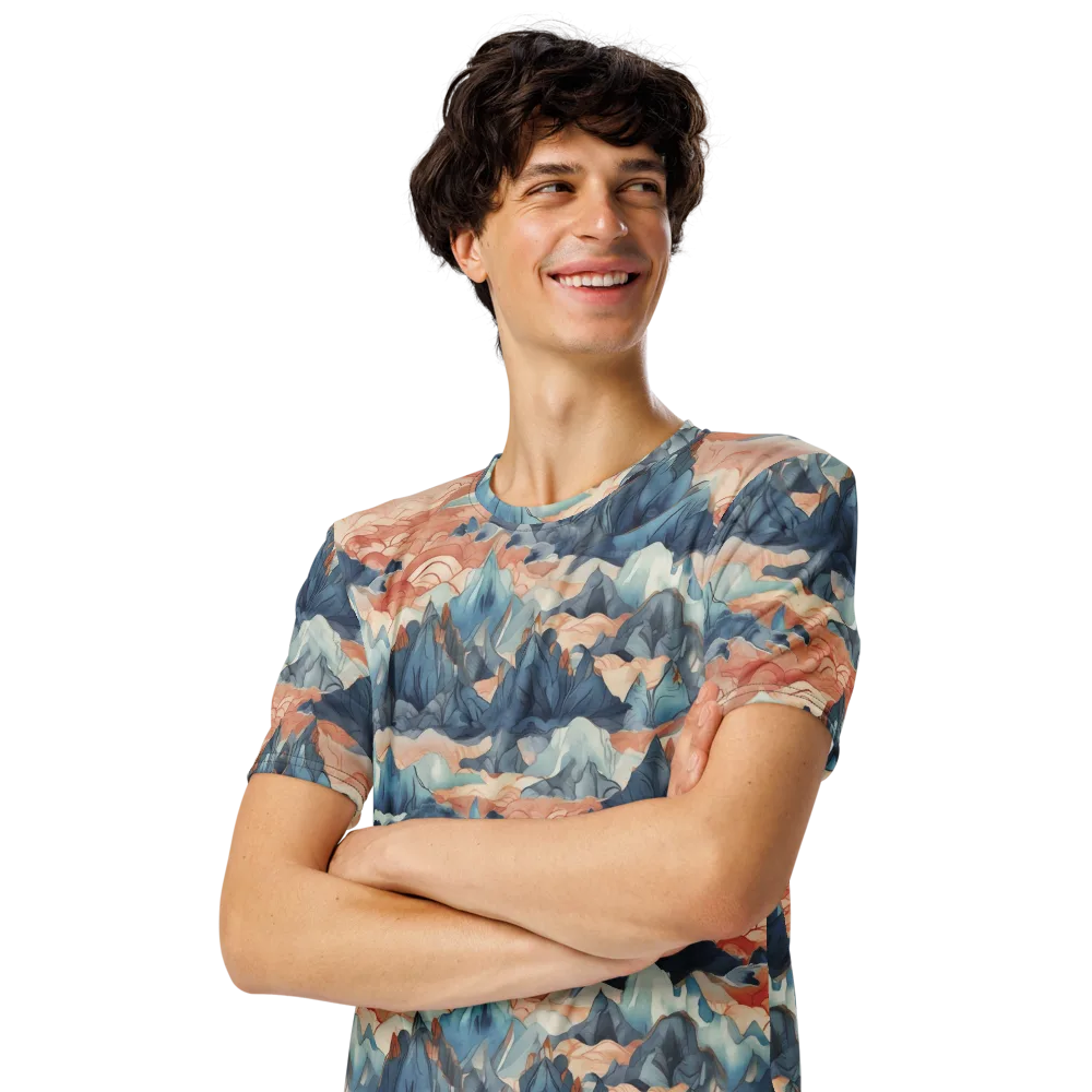Celestial Peaks on Men's Crew Neck T-Shirt — Left Front