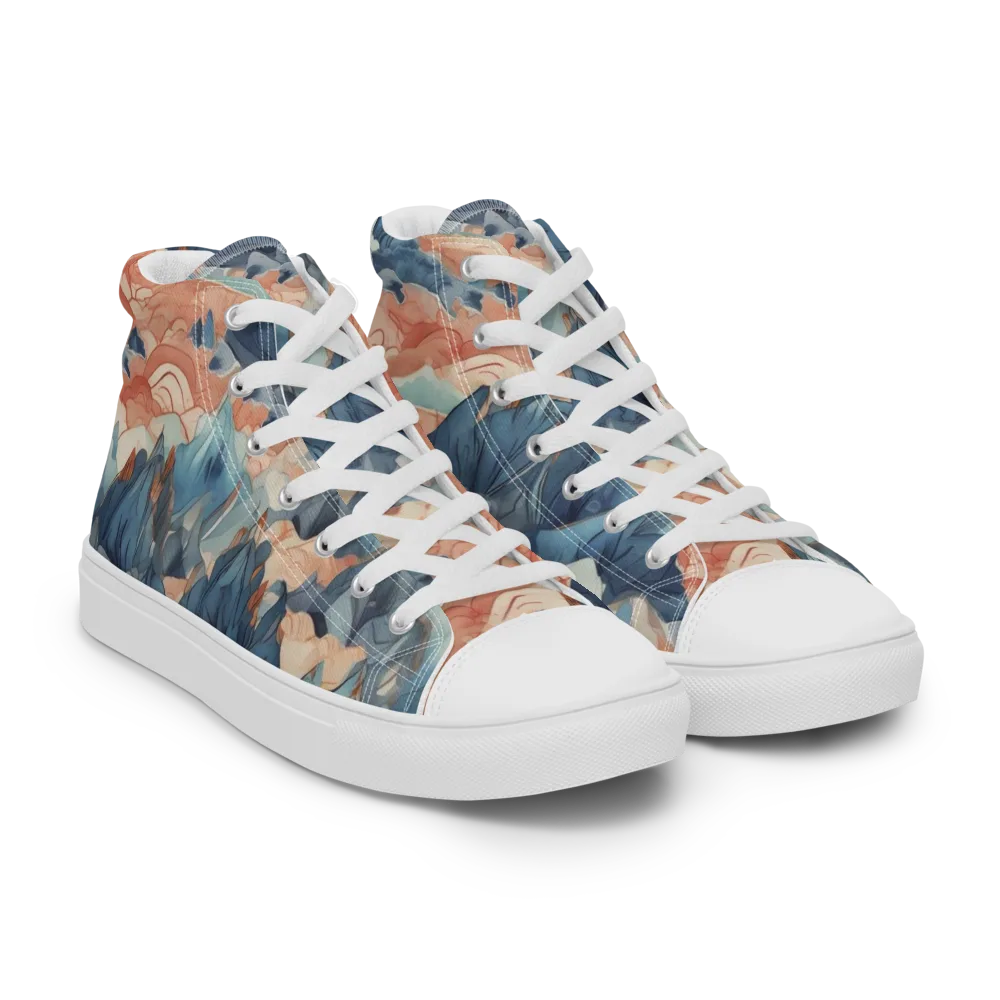 Celestial Peaks on Men's High Top Canvas Shoes — Right Front