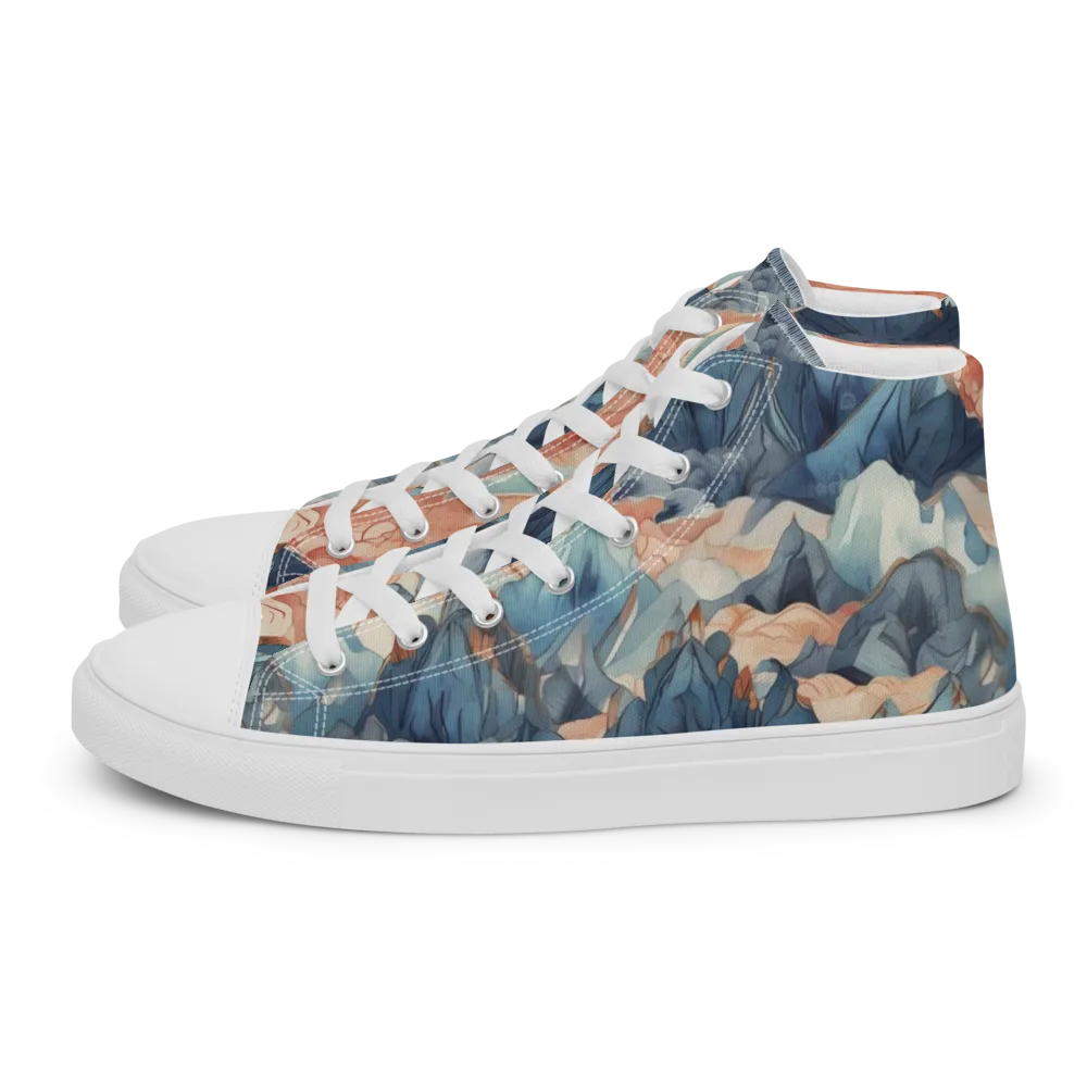 Celestial Peaks on Men's High Top Canvas Shoes — Left