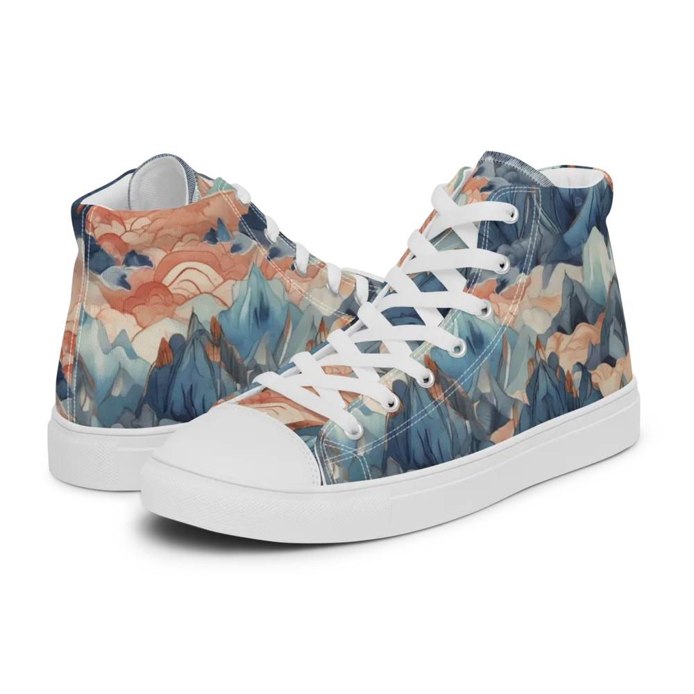 Celestial Peaks on Men's High Top Canvas Shoes — Left