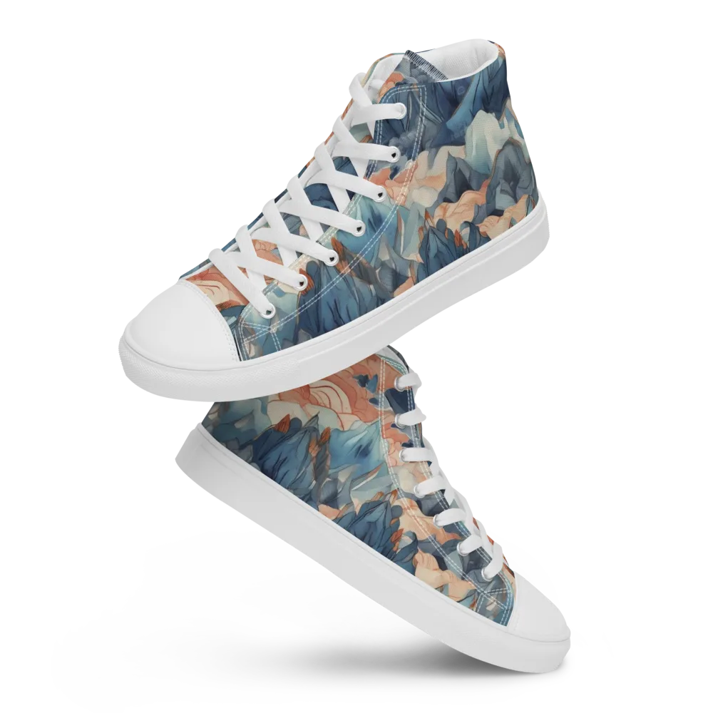 Celestial Peaks on Men's High Top Canvas Shoes — Front