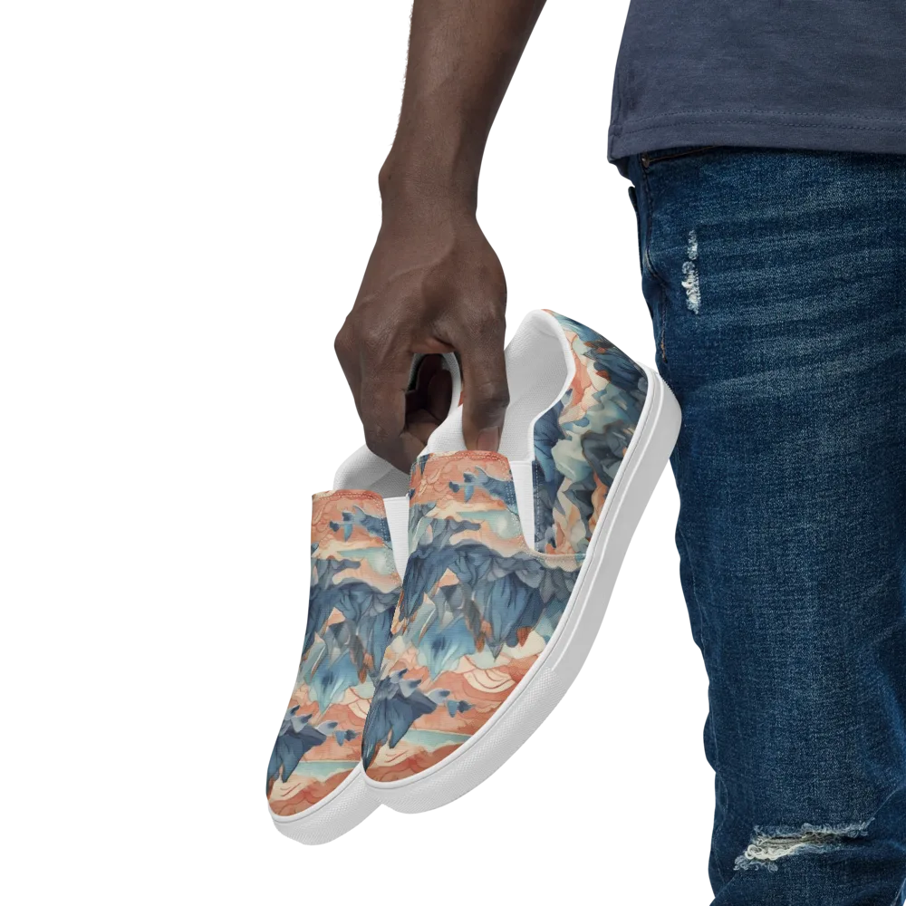 Celestial Peaks on Men's Slip-On Canvas Shoes — Left Front