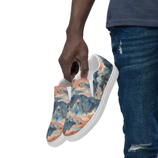 Celestial Peaks on a Men's Slip-On Canvas Shoes