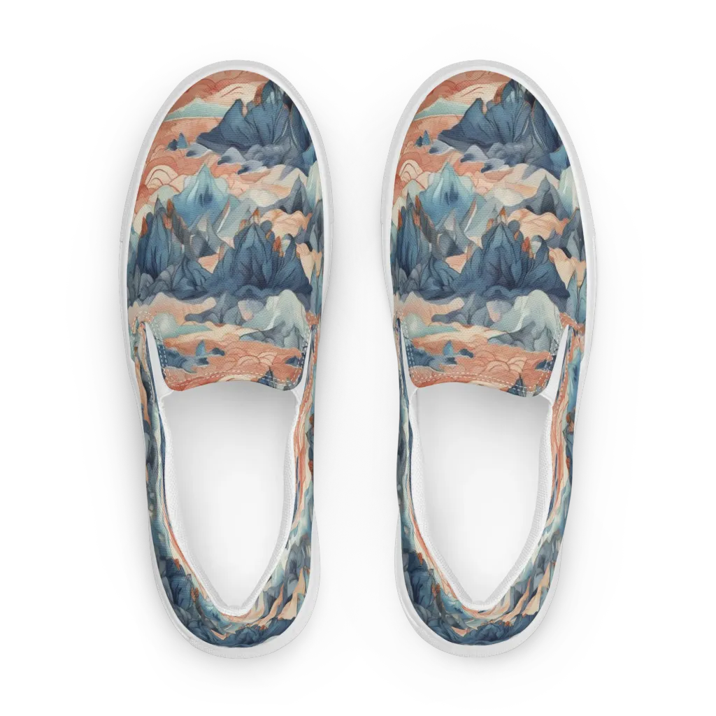Celestial Peaks on Women's Slip-On Canvas Shoes — Front