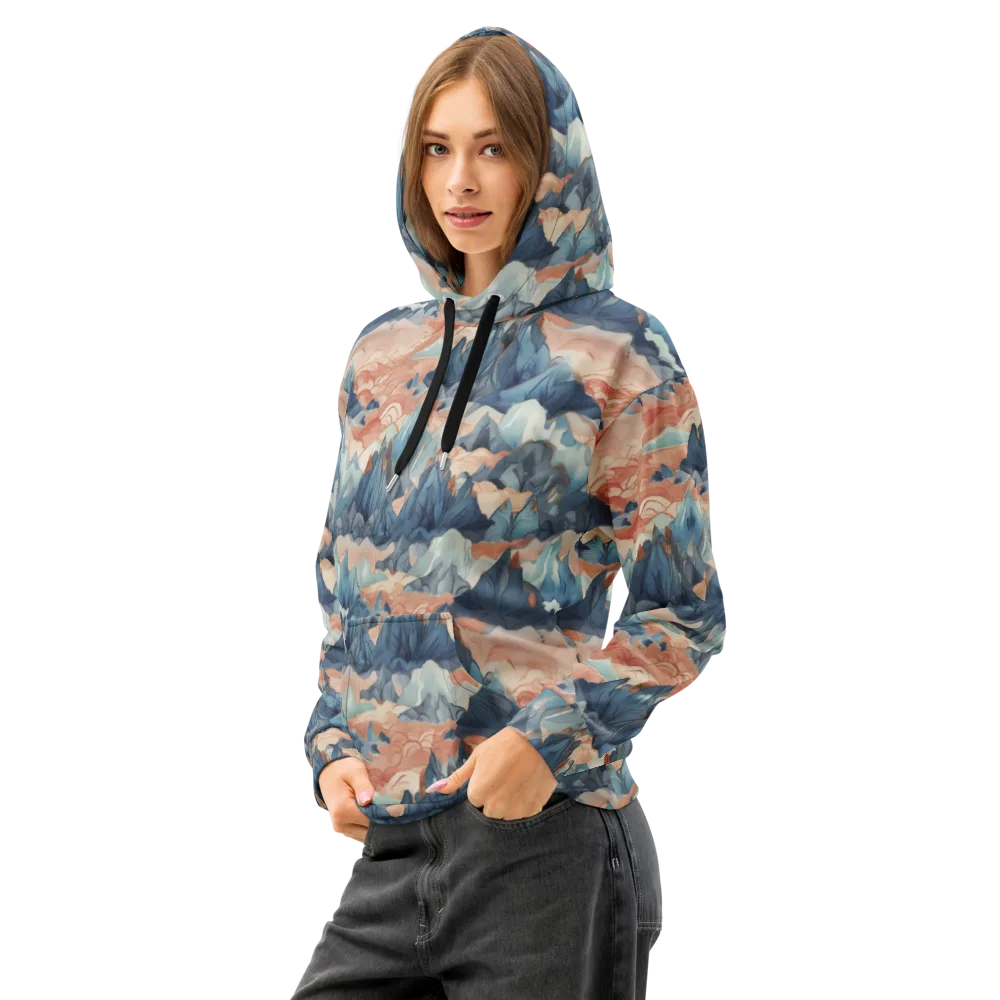 Celestial Peaks on Cotton Hoodie — Left Front