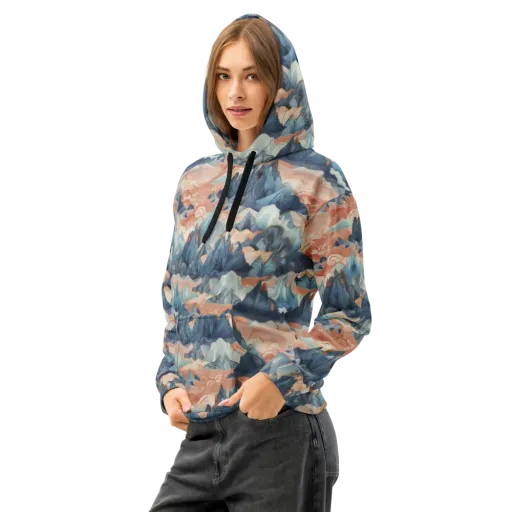 Celestial Peaks on a Cotton Hoodie