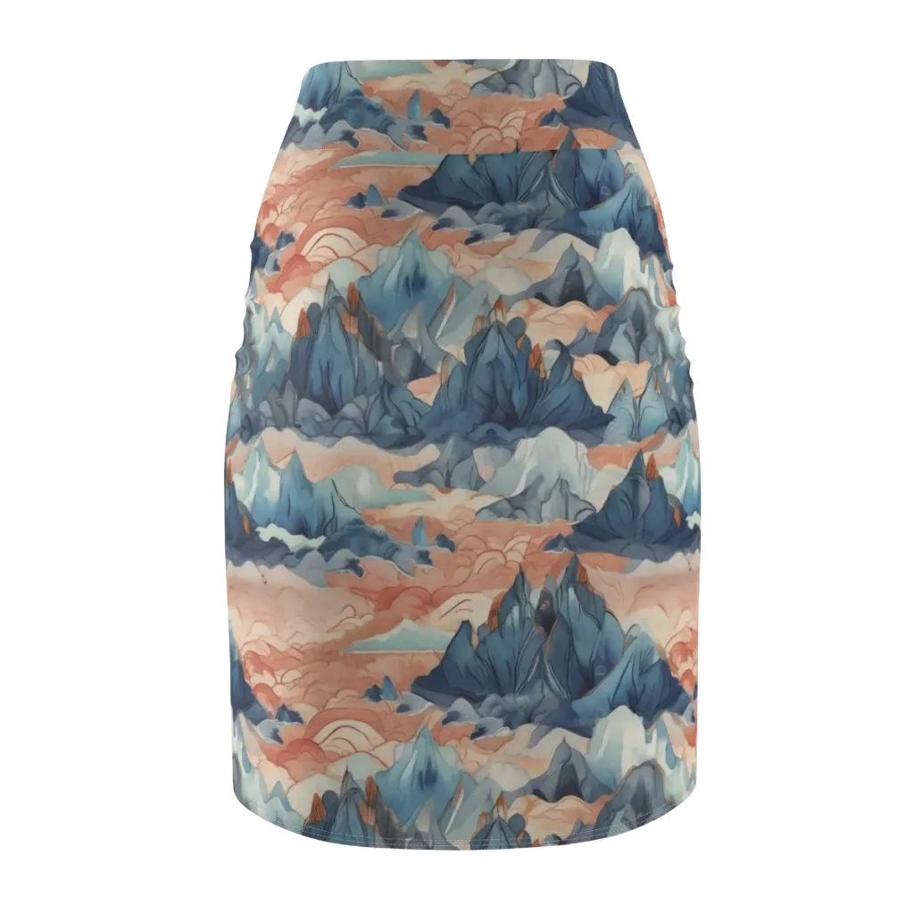 Celestial Peaks on Pencil Skirt — Back