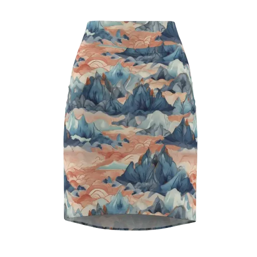 Celestial Peaks on a Pencil Skirt