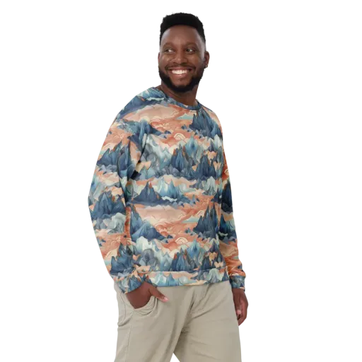 Celestial Peaks on a Sweatshirt