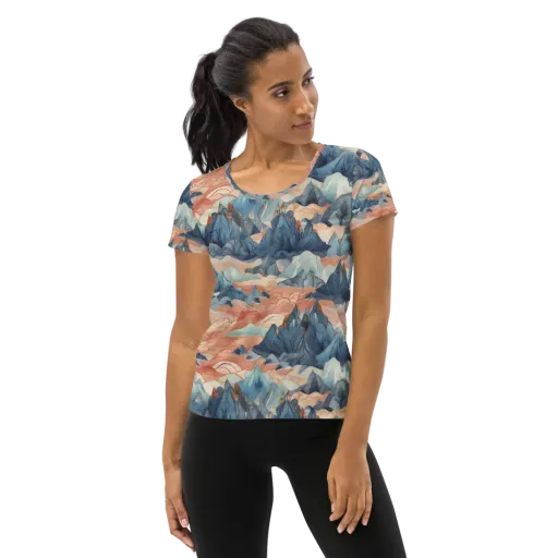 Celestial Peaks on a Women's Athletic T-Shirt