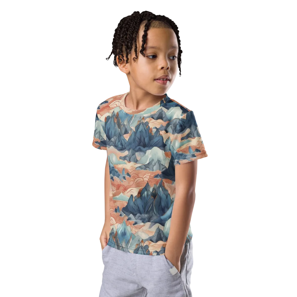 Celestial Peaks on Kids Crew Neck T-Shirt — Left Front
