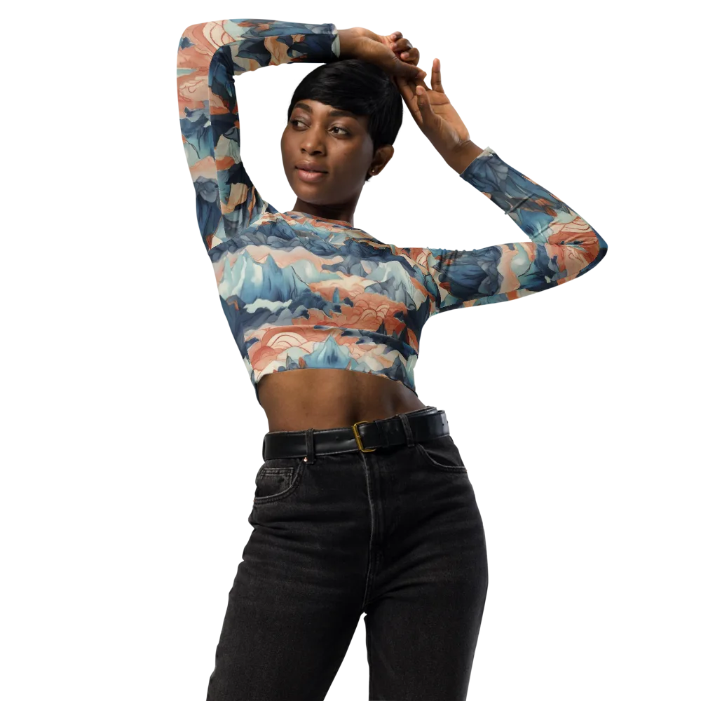 Celestial Peaks on Long Sleeve Crop Top — Front